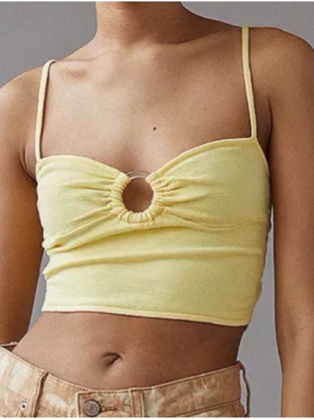 Urban Outfitters Alexa Cami Crop Top Yellow L Juniors